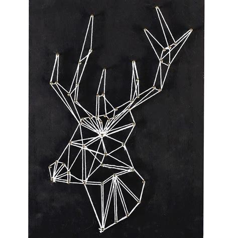 Coffret String Art Tableau Noir Cerf Art Filaire 30 X 22 Cm