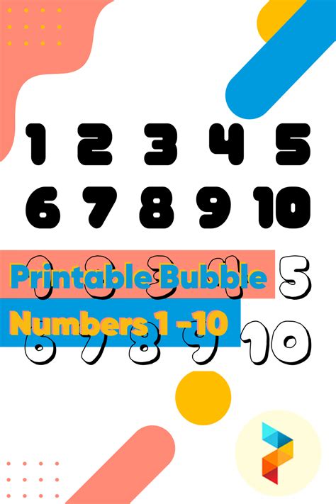 Printable Bubble Numbers 1 -10 | Bubble numbers, Printable numbers, Large printable numbers