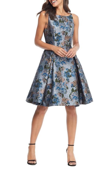 Gal Meets Glam Collection Darryn Floral Brocade Fit Flare Dress Gal