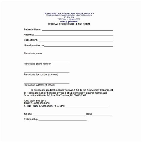 Medical Release Consent Form Template