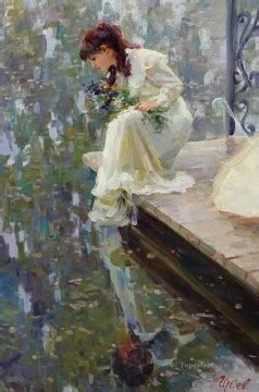 Beautiful Girl Kr Impressionist Painting In Oil For Sale