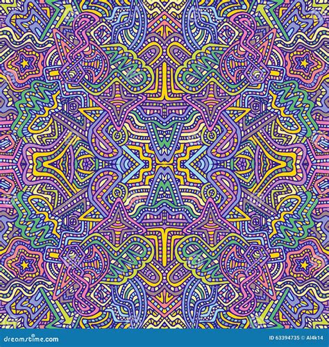 Colorful Hand Drawn Seamless Pattern Illustration Stock Vector