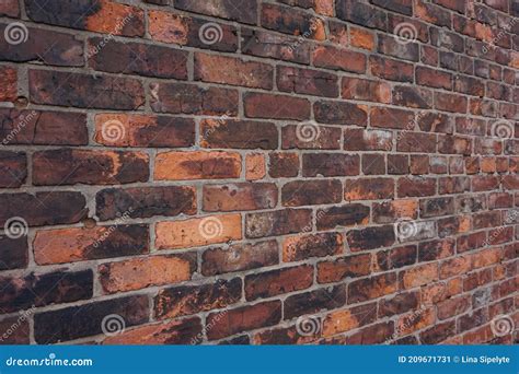 Aufbau Wandbraun Und Rote Backsteine Mauer In Der Perspektive