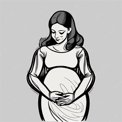 Premium Vector Pregnant Mother Illustration In Elegant Line Art Style