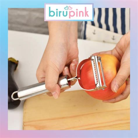 Jual BiruPink Peeler 2 In 1 Alat Pengupas Kulit Buah Sayur Stainless