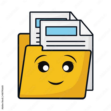 Folder With Documents Smiling Cartoon Stock Vector Adobe Stock