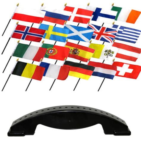 4x6 European Europe Country 20 Desk Set Table Stick Flags W 20 Hole