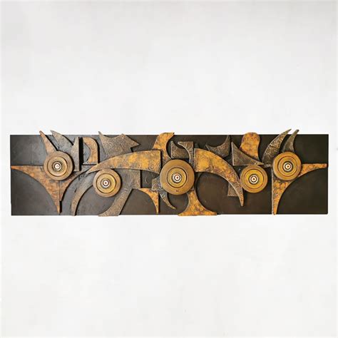 Vintage brutalist wall art sculpture, 1970s | #115917