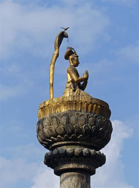 Statue Of King Yoganarendra Malla In Patan S Durbar Square Stock Image