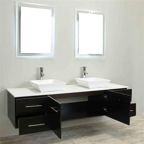 Eviva Totti Wave X Wall Mounted Espresso Bathroom Vanity With