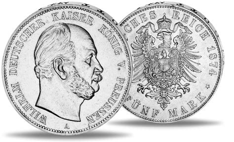 Königreich Preußen 5 Mark 1874 Kaiser Wilhelm I Jaeger 97