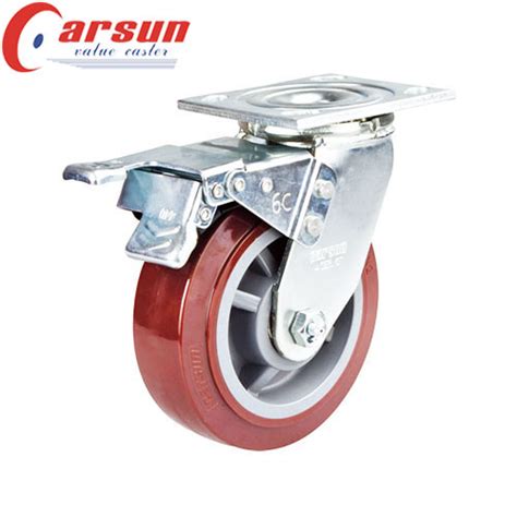 Mm Heavy Duty Industrial Castors Inch Pu Caster Wheel With Brake