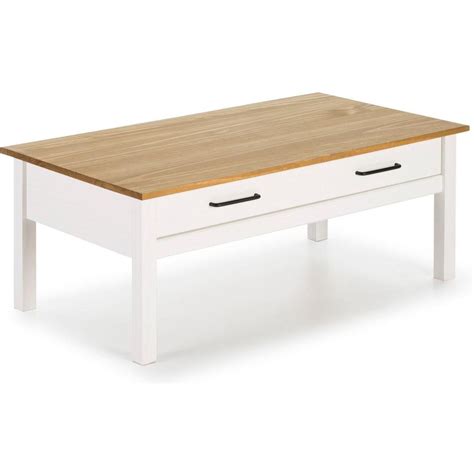 Homifab Table Basse Tiroir En Pin Massif Blanc Cm Ida Veepee