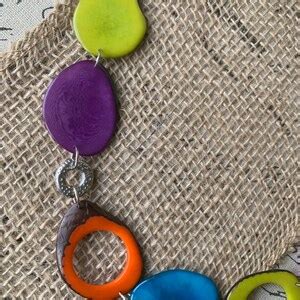 Multi Color Statement Necklace Rainbow Tagua Nut Necklace Etsy