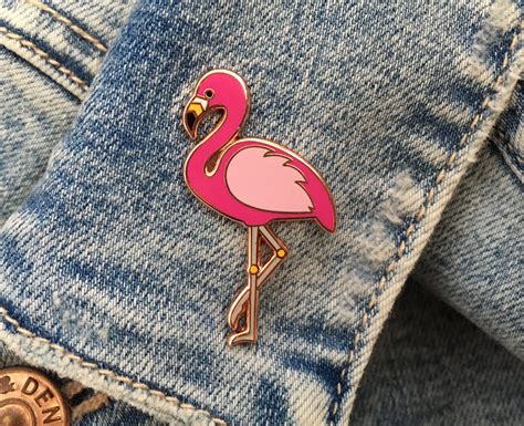 Flamingo Pin Badge Pink Flamingo Pin Flamingo Lapel Pin Etsy Uk