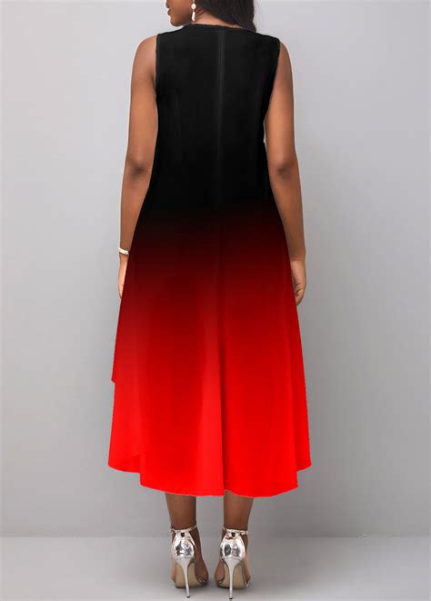 Ombre Layered Red High Low A Line Dress Rosewe Usd