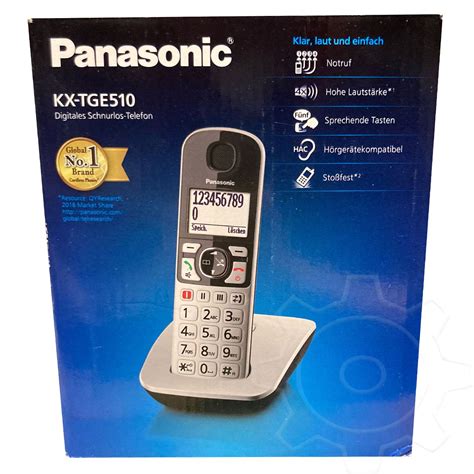 Panasonic Kx Tge Gs Schnurloses Single Dect Telefon Silber Schwarz