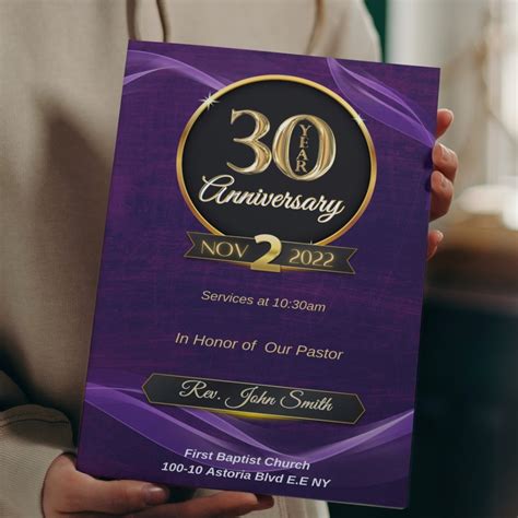 Church Anniversary Program Template purple & Gold 11 X 8.5 Brochure ...