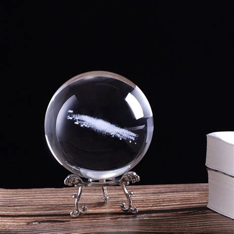 60mm 80mm 3d Laser Engraved Galaxy Crystal Ball Miniature Model Crystal Craft Sphere Ornament