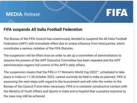 FIFA Ban India India Banned By FIFA Stripped Of U17 Women S World Cup