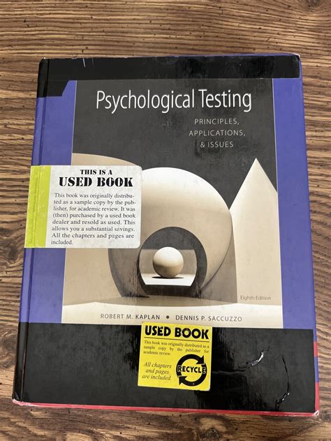 Psychological Testing Principles Applications And Issues Kaplan Instructors 8th Ed Ebay