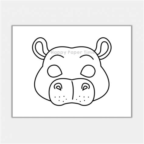 Hippo Paper Mask Printable African Animal Coloring Craft Activity