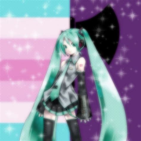 Hatsune Miku tramsfem and labrys lesbian flag icon LgbtqiaP Animação