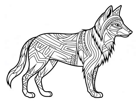 Artistic Red Fox Coloring For Adults Coloring Page