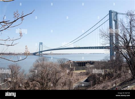 The Famous Verrazano Narrows Bridge Viewed From Fort Wadsworth In