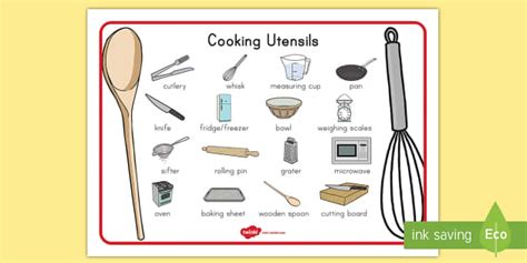 Cooking Utensils Word Mat Hecho Por Educadores Twinkl