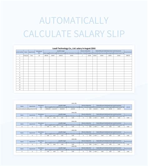 Automatically Calculate Salary Slip Excel Template And Google Sheets