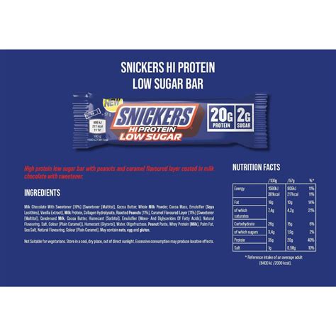 Snickers And Mars Snickers Hi Protein Bar Low Sugar Milk Chocolate 57g