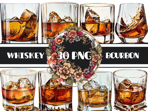 Whiskey Glasses Png Bundle 30 Cozy Designs Bourbon Clipart Etsy