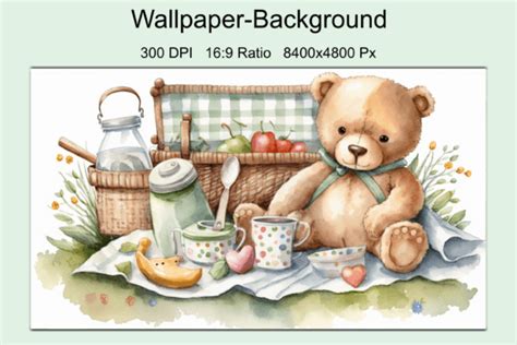 Teddy Bears Having a Picnic-Background Graphic by StellarMockups ...