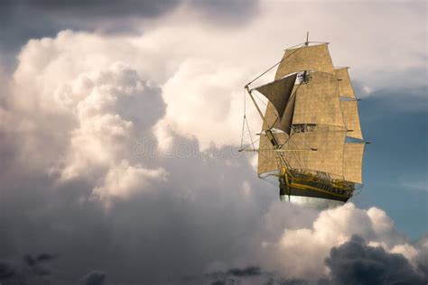 Surreal Tall Sailing Ship Clouds Stock Photo Image Of Sailing Tall