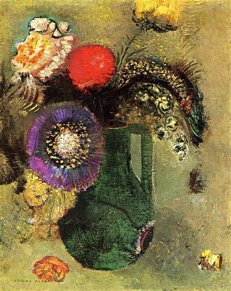 Flowers In Green Vase With Handles Odilon Redon Wikiart Org