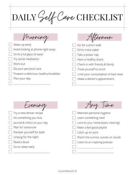 Buy Printable Daily Self Care Checklist Digital Download Online In