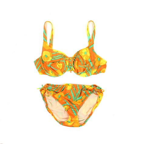 Vintage S S Bali Swim Abstract Floral Novelty Print Two Piece Bikini Bathing Suit M Etsy