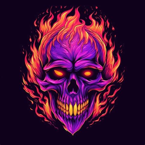 Premium Photo A Skull With Flames On Its Head Generative Ai