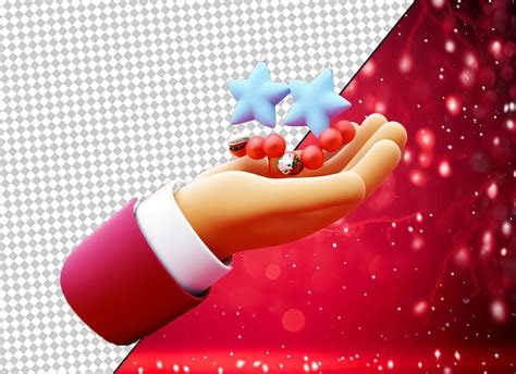 Premium PSD 3d Hand Holding Christmas Ornaments