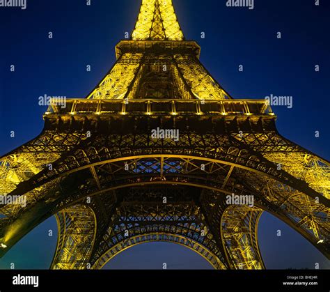 Eiffel Tower At Night Paris France Europe Stock Photo Alamy