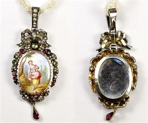 Antique French 1700s 275 Silver And 18k Gold Enamel And Seed Pearl