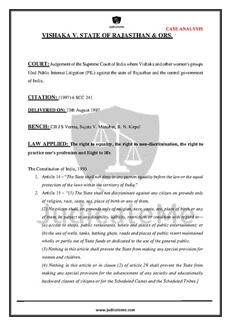 Vishaka V State Of Rajasthan 1