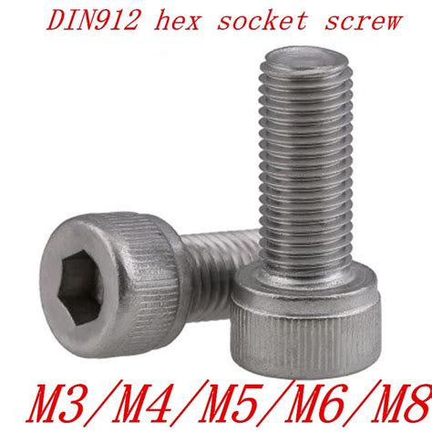 50pcs 20pcs 10pcs M3 M4 M5 M6 M8 Din912 304 Stainless Steel Hexagon