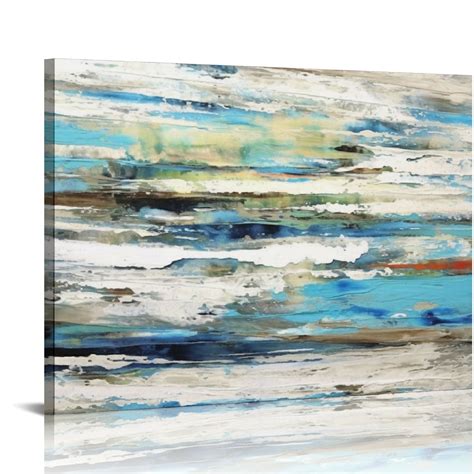 Onetech Teal Abstract Canvas Wall Art Large Modern Painting Living