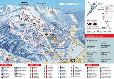 Pistekaart Bormio Alta Valtellina skigebied met 80km piste in Italië