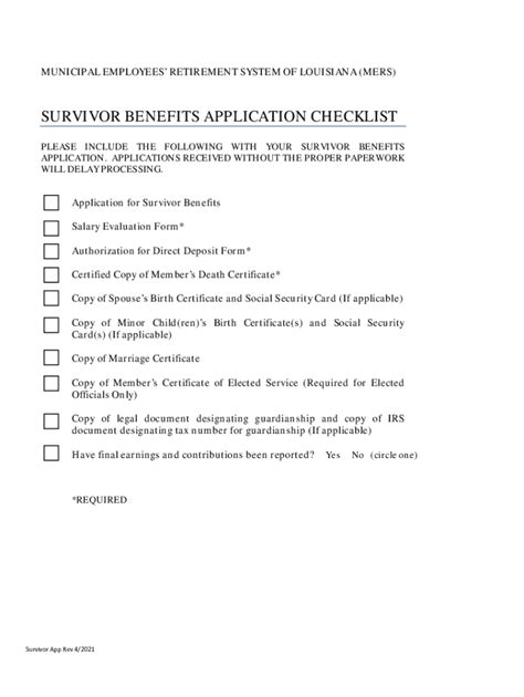 Fillable Online Retirement Application Checklist Fax Email Print