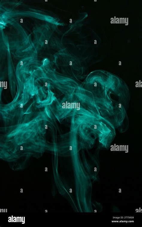 Wispy Green Smoke Spread Black Background Stock Photo Alamy