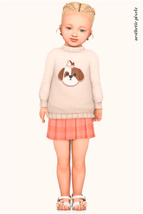 A Sims 4 Toddler Girl Wearing A Toddler Cc Everyday Outfit In 2024