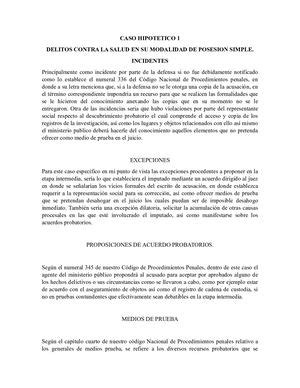 Calam O Incidentes Excepciones Acuerdos Probatorios Medios De